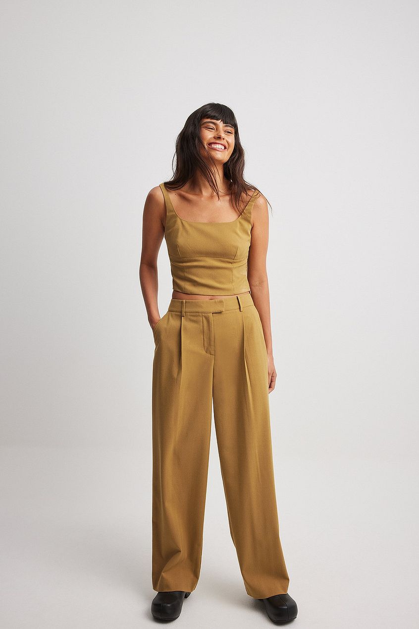 Pleated Mid Waist Pants