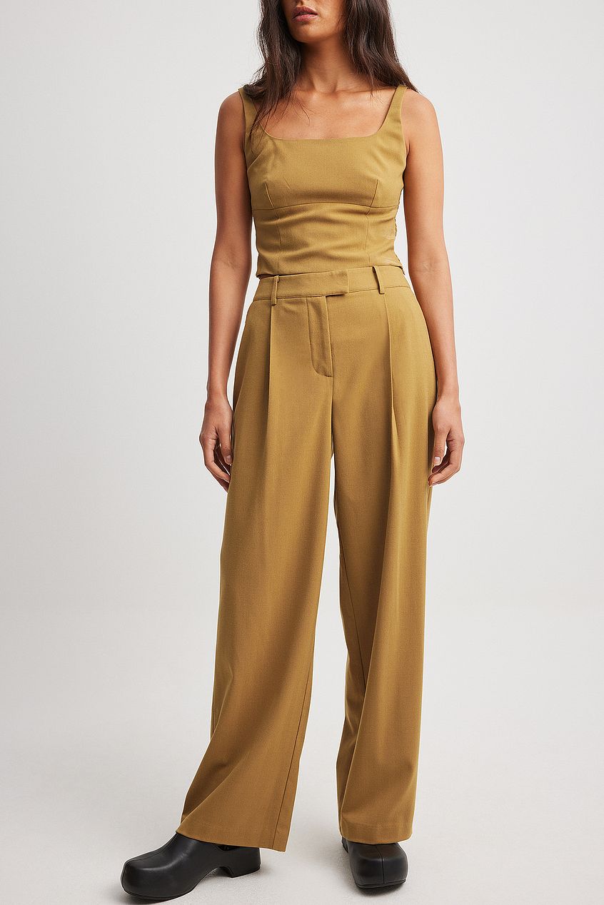 Pleated Mid Waist Pants