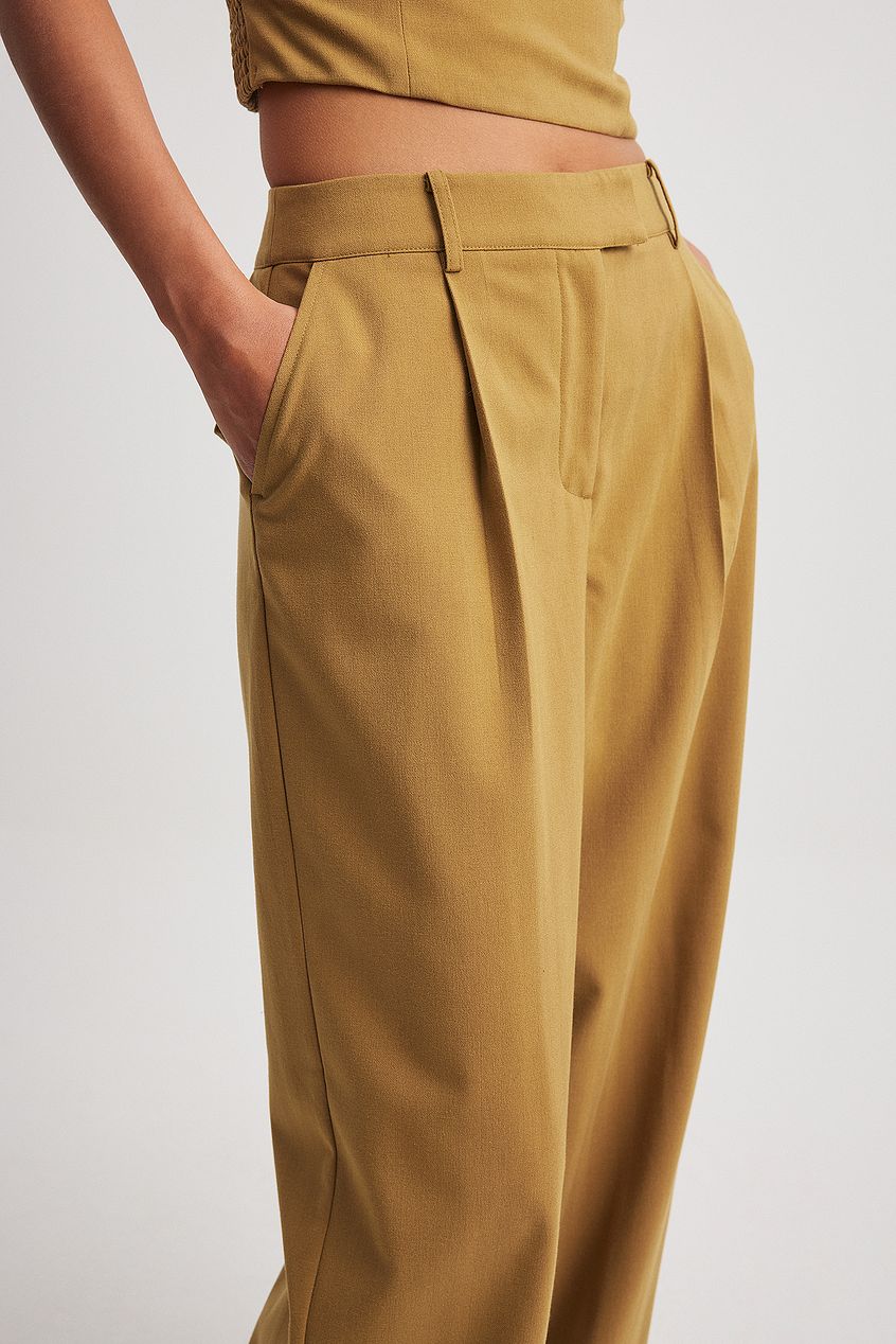 Pleated Mid Waist Pants