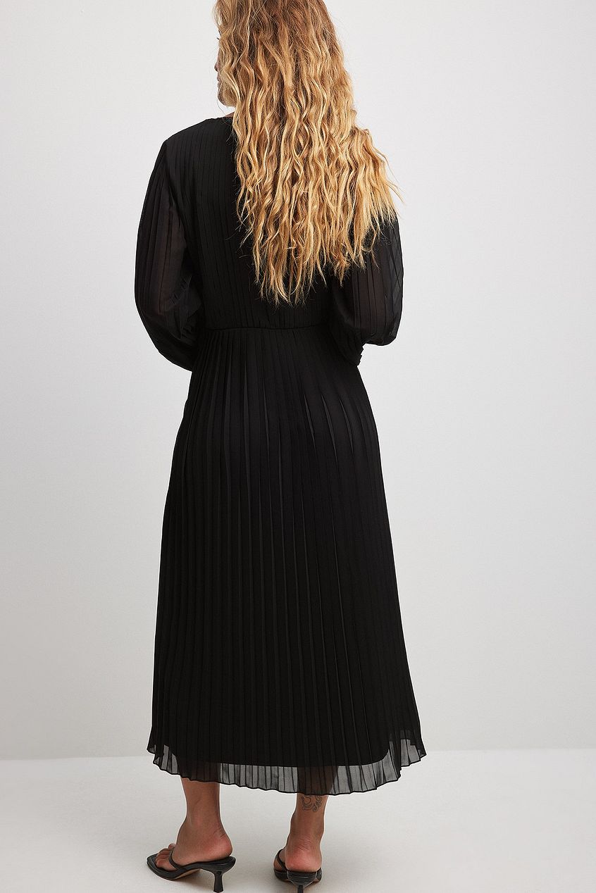 Na-kd Pleated Overlap Midi Dress