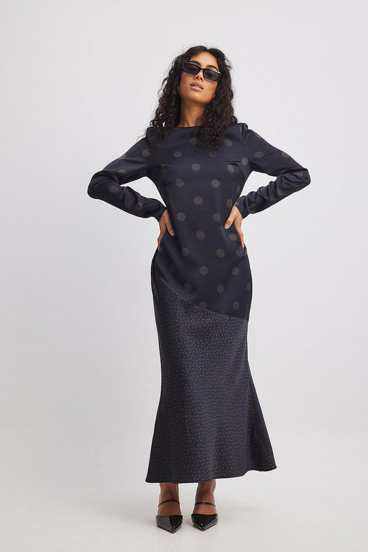 Polka Dot Satin Midi Dress