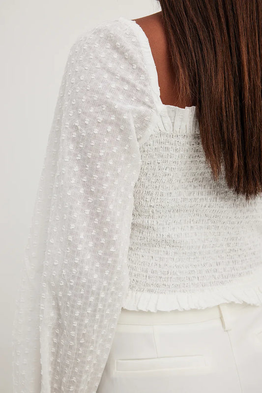 Puff Sleeve Dobby Blouse