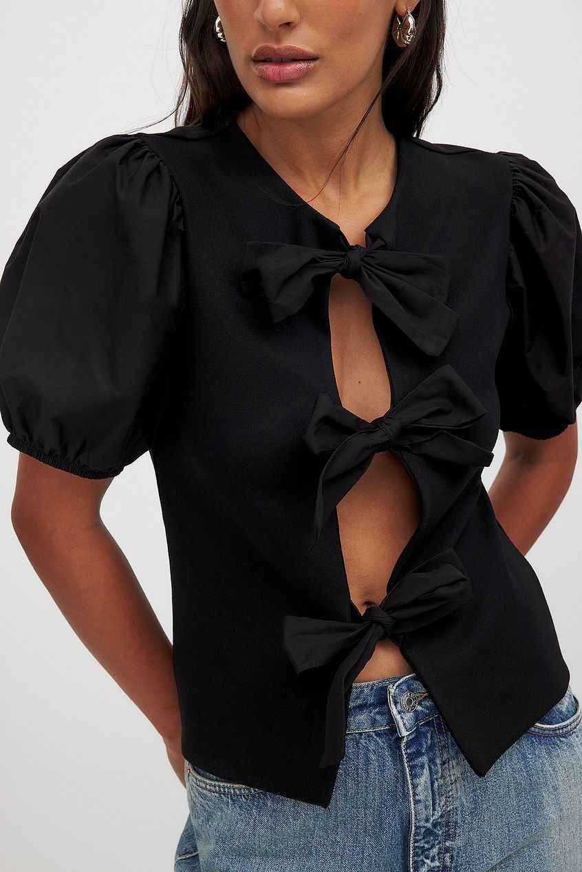 Na-kd Puff Sleeve Tie Top