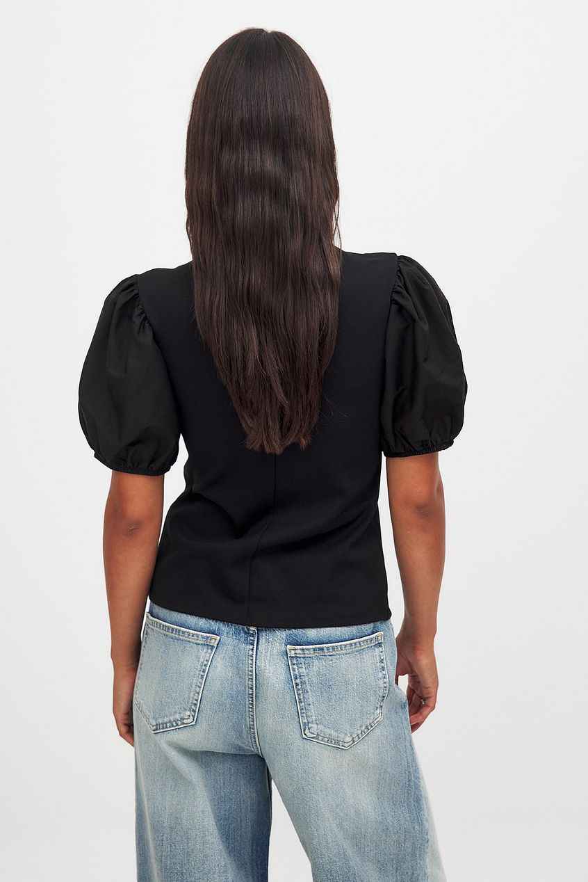 Na-kd Puff Sleeve Tie Top