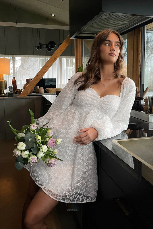 Puffy Sleeve Gathered Mini Dress