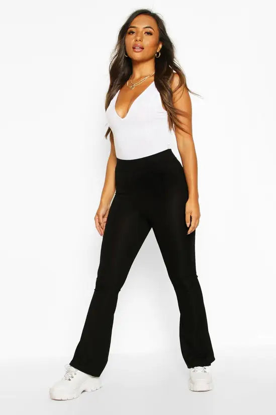 boohoo Petite Basic Rib Flares