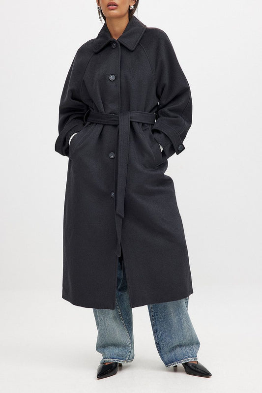 Raglan Sleeve Wool Blend Coat