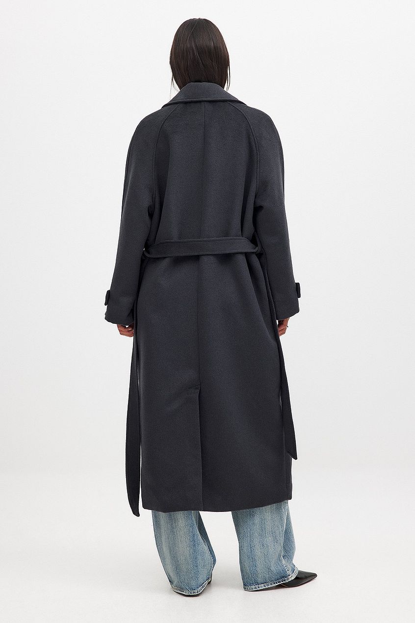 Raglan Sleeve Wool Blend Coat
