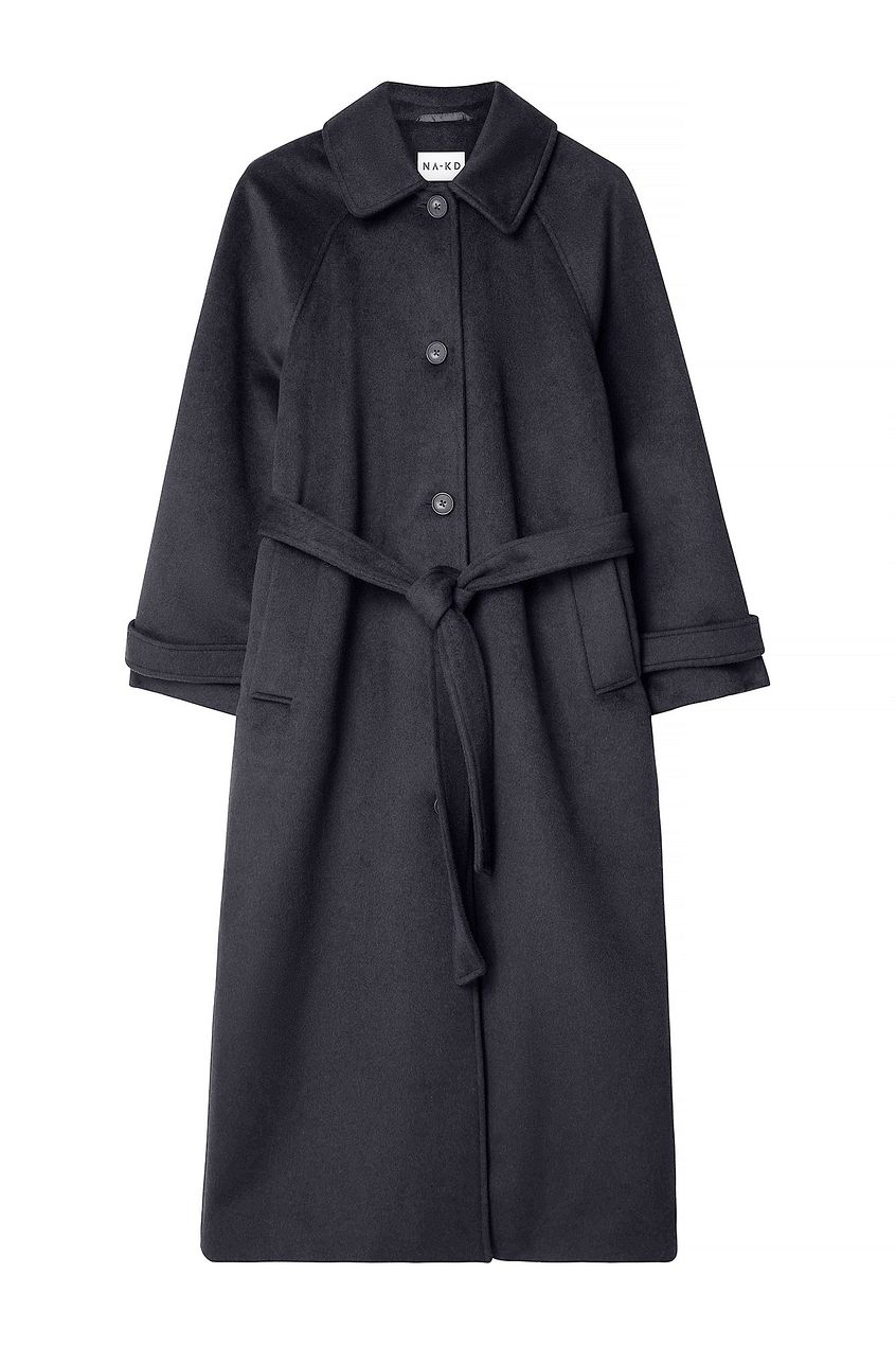 Raglan Sleeve Wool Blend Coat
