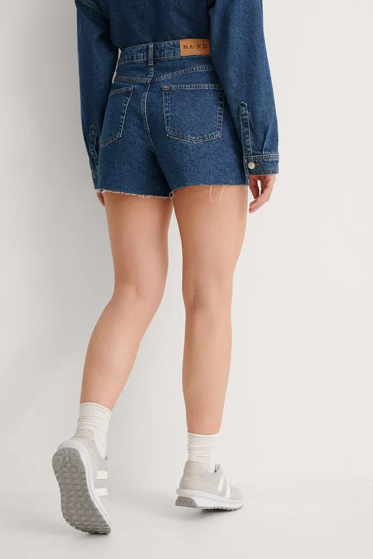 Raw Hem Vintage Look Denim Shorts