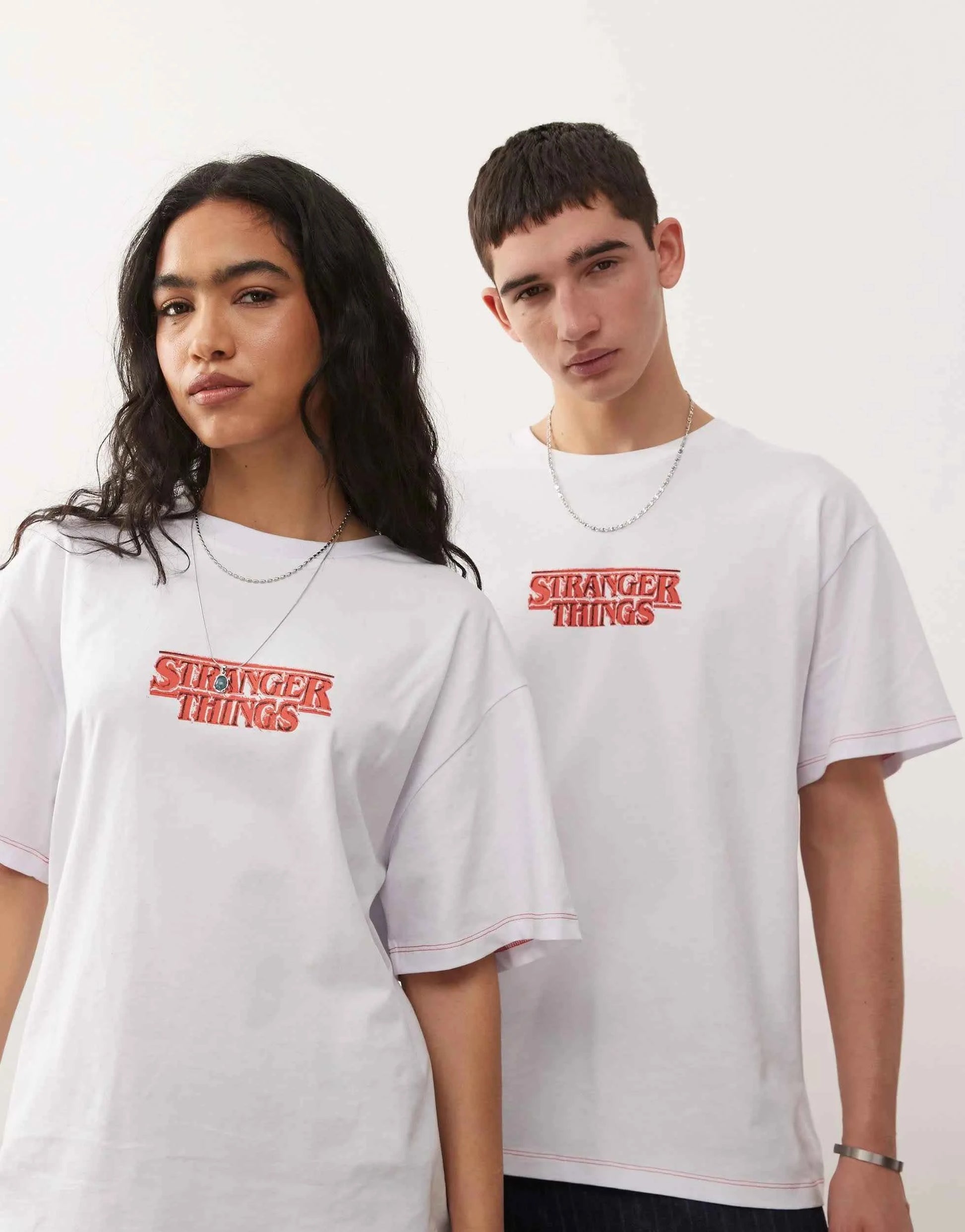 Reclaimed Vintage X Stranger Things Oversized T-Shirt With Character Back Print in White