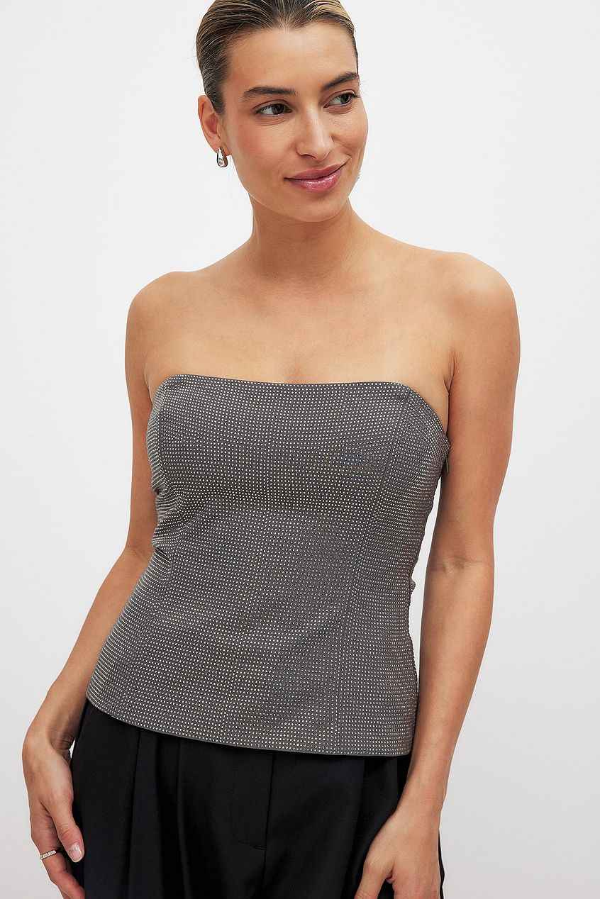 Na-kd Rhinestone Corset Top