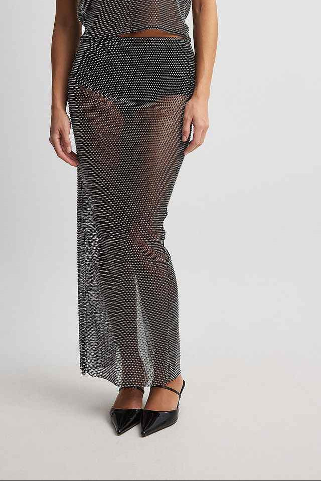 Na-kd Rhinestone Slip Maxi Skirt