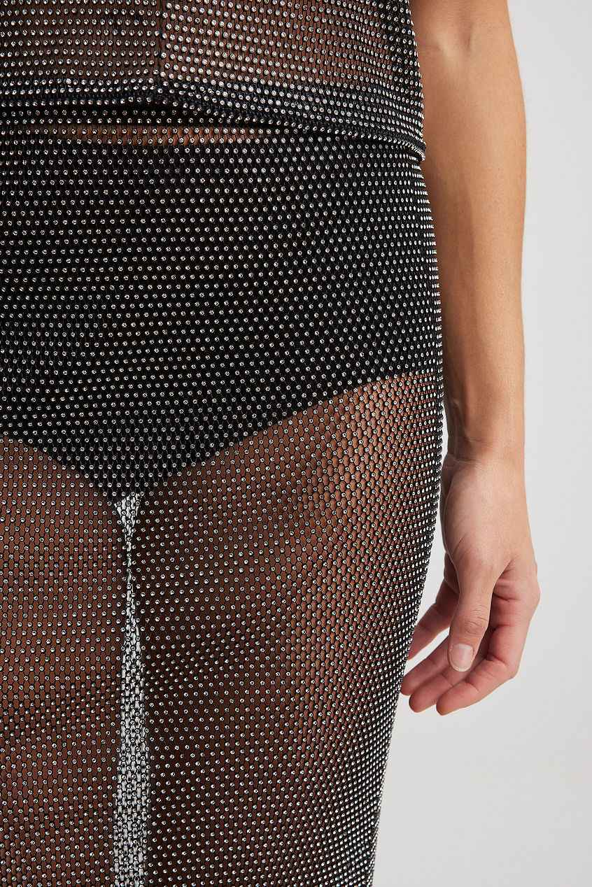 Na-kd Rhinestone Slip Maxi Skirt