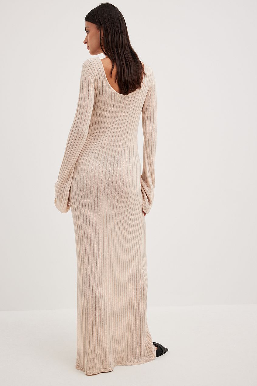 Rib Knitted Deep Back Maxi Dress