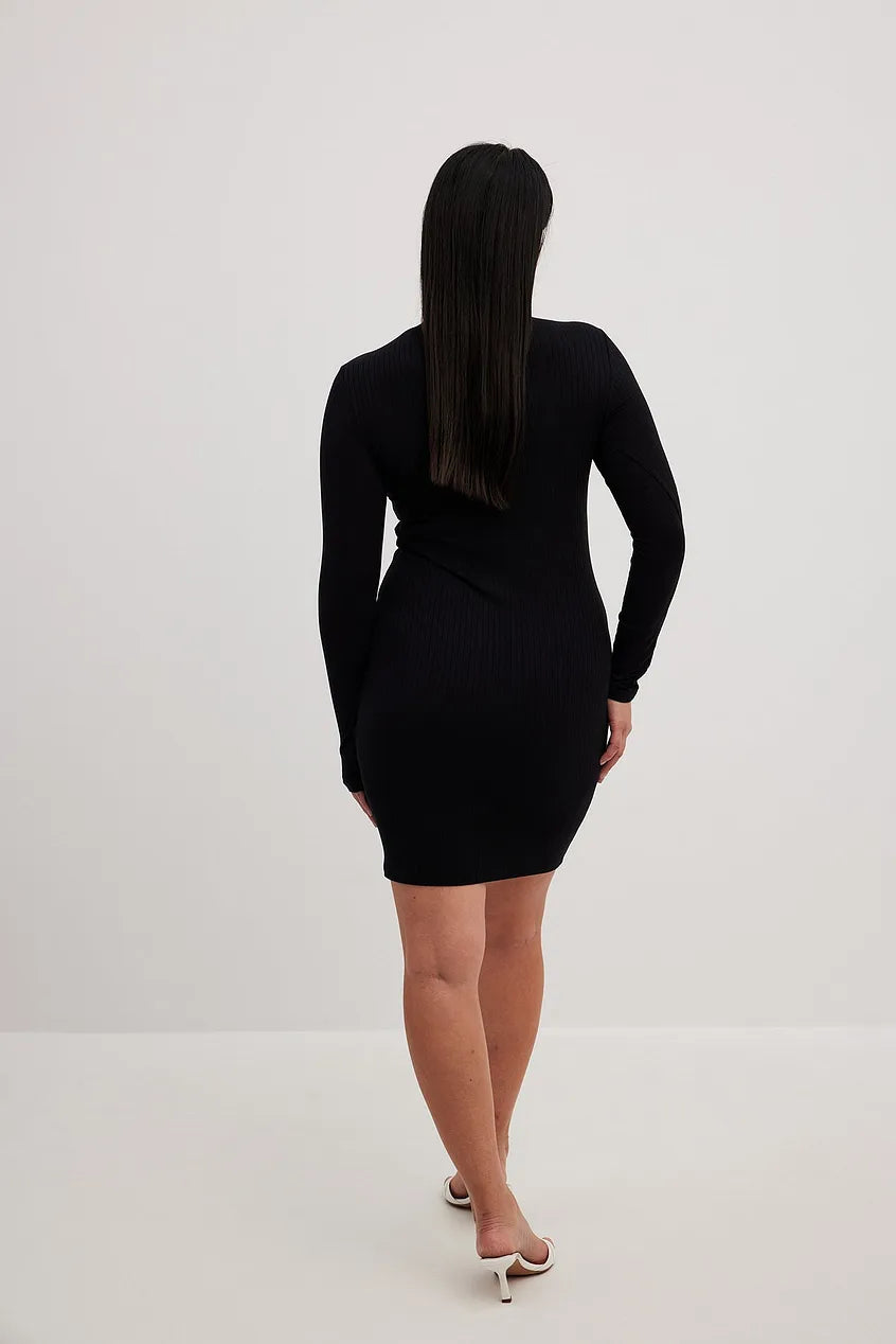 Rib Mini Dress Black