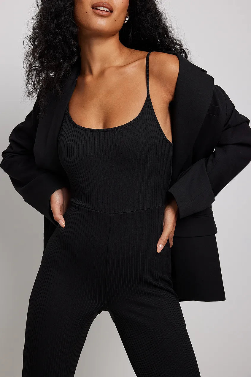 Ribbed Detail Jumpsuit