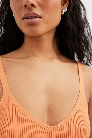 Ribbed Knitted Deep Back Top