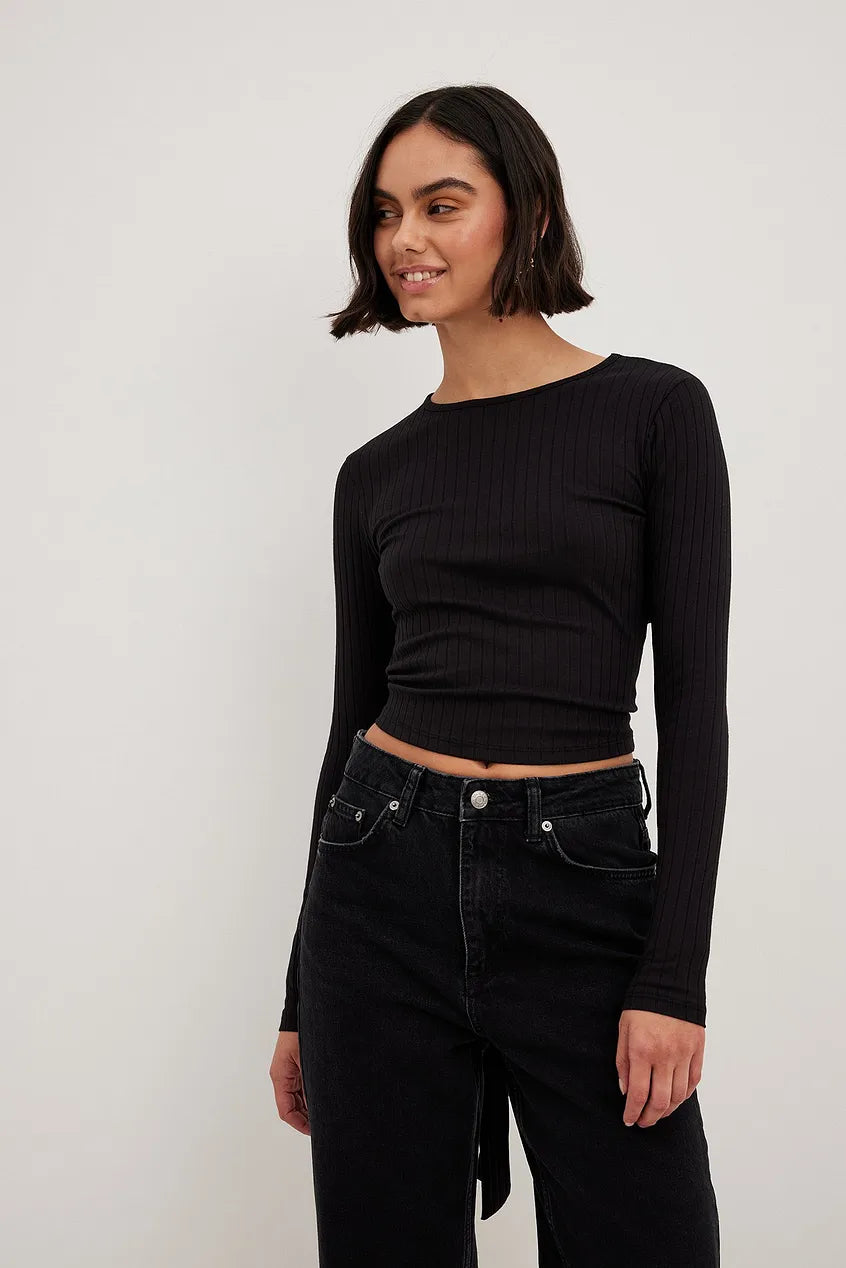 Ribbed Open Back Top