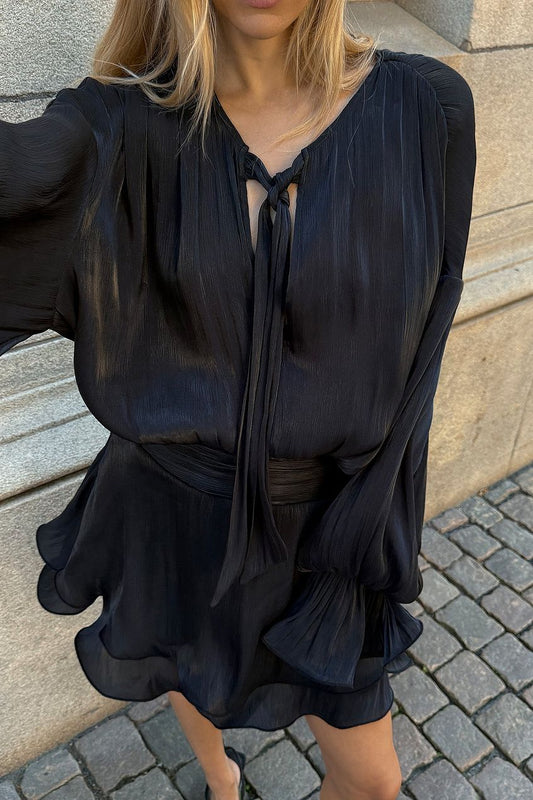 Na-kd Ruched Waist Ruffle Mini Dress