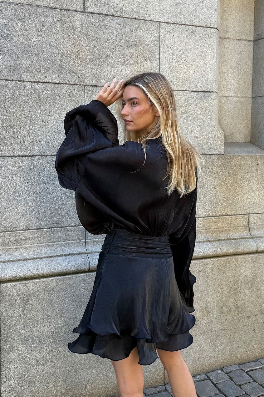 Na-kd Ruched Waist Ruffle Mini Dress