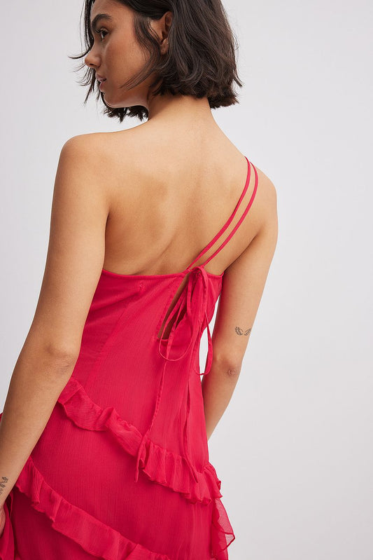 Ruffle Chiffon Midi Dress