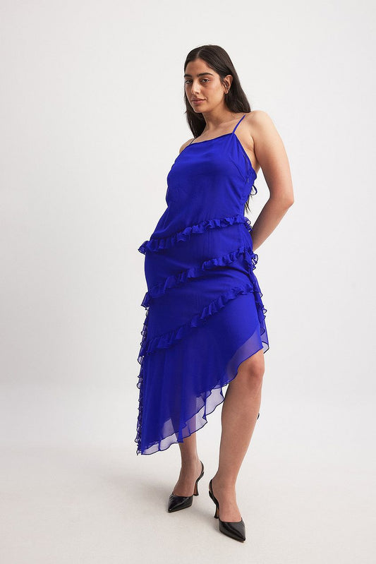 Ruffle Chiffon Midi Dress