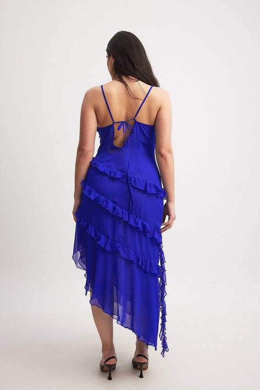Ruffle Chiffon Midi Dress