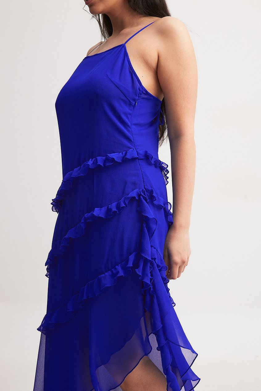 Ruffle Chiffon Midi Dress