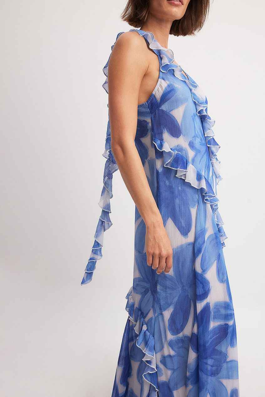 Na-kd Ruffle Detail Chiffon Maxi Dress