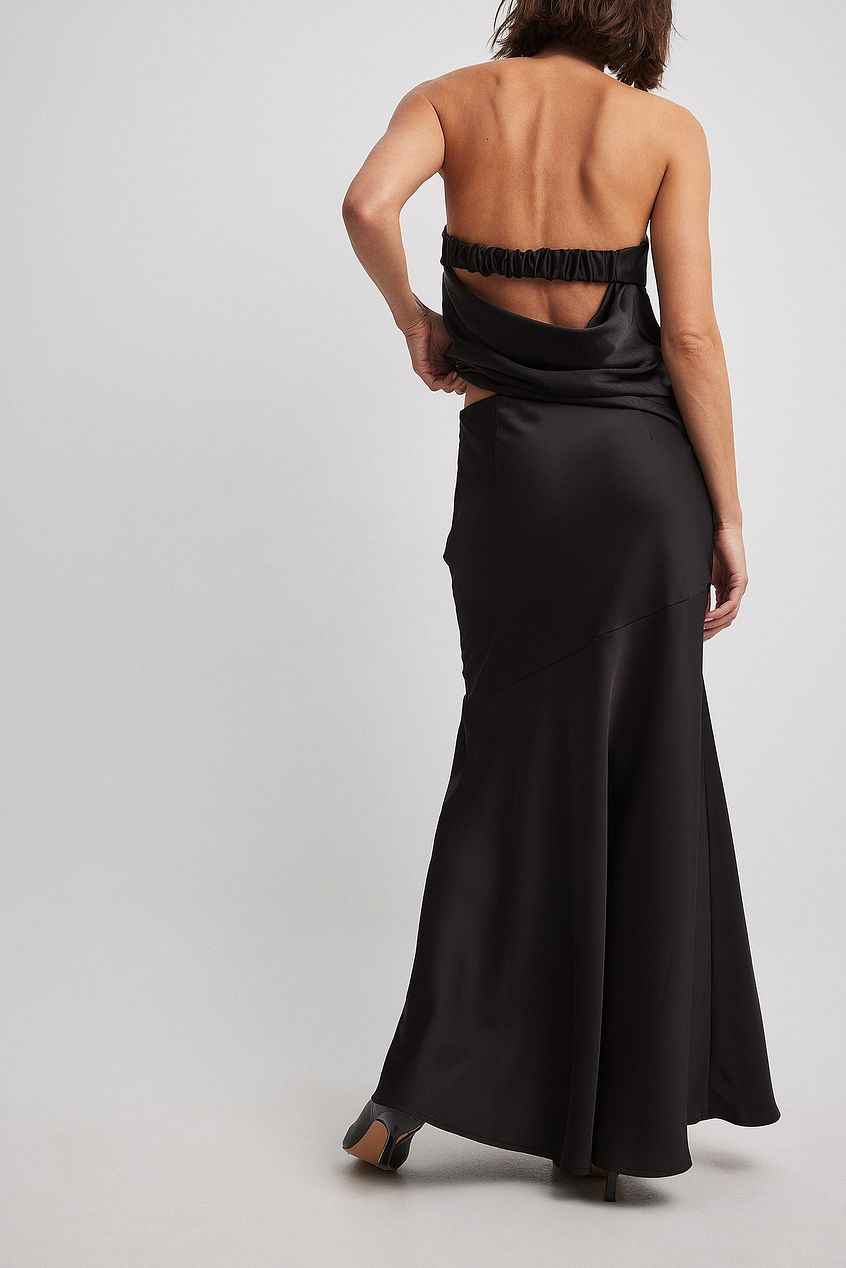 Na-kd Satin Asymmetric Seam Detail Maxi Skirt