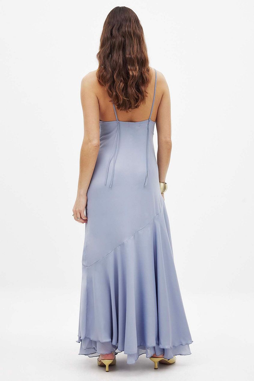 Na-kd Satin Asymmetric Tier Slip Dress