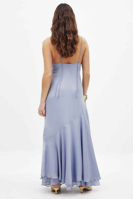 Na-kd Satin Asymmetric Tier Slip Dress