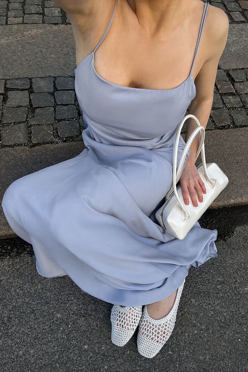 Na-kd Satin Asymmetric Tier Slip Dress