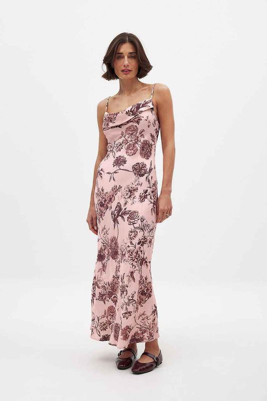 Na-kd Satin Fold Detail Midi Slip Dress