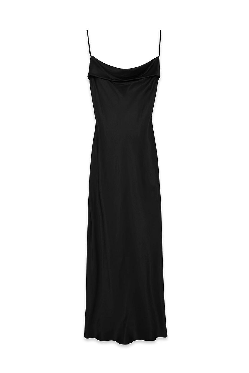 Satin Fold Detail Midi Slip Dress