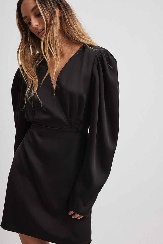 Na-kd Satin Gathered Shoulder Mini Dress