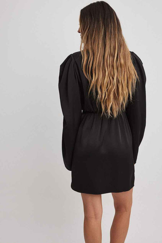 Na-kd Satin Gathered Shoulder Mini Dress