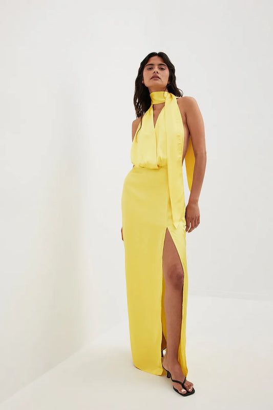 Satin Scarf Maxi Dress