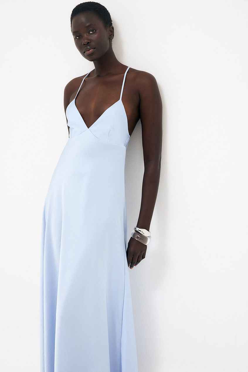 Na-kd Satin Tie Back Volume Dress