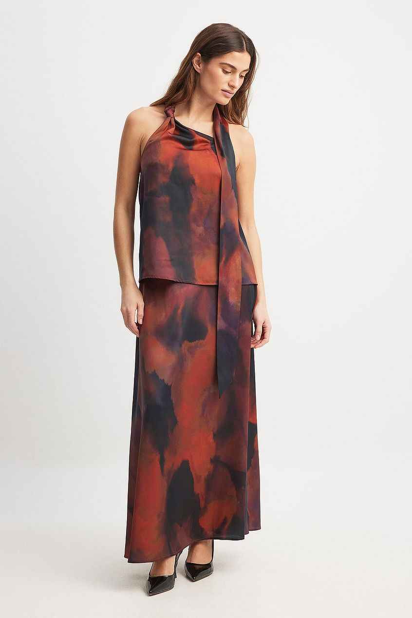 Na-kd Scarf Detail Printed Top