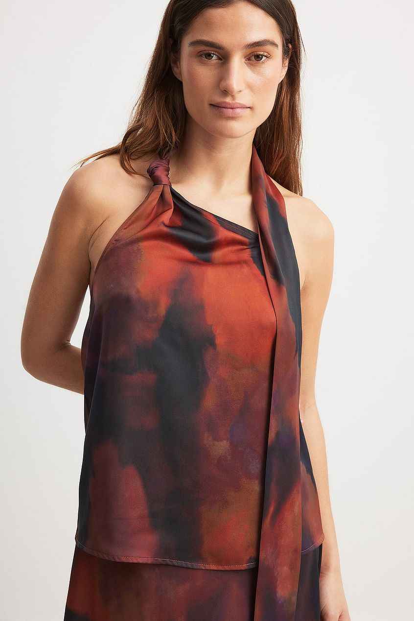 Na-kd Scarf Detail Printed Top