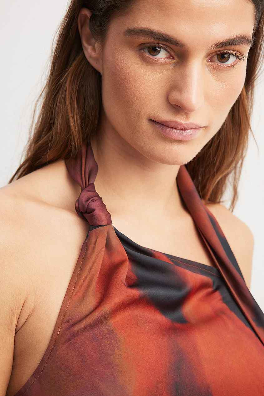 Na-kd Scarf Detail Printed Top