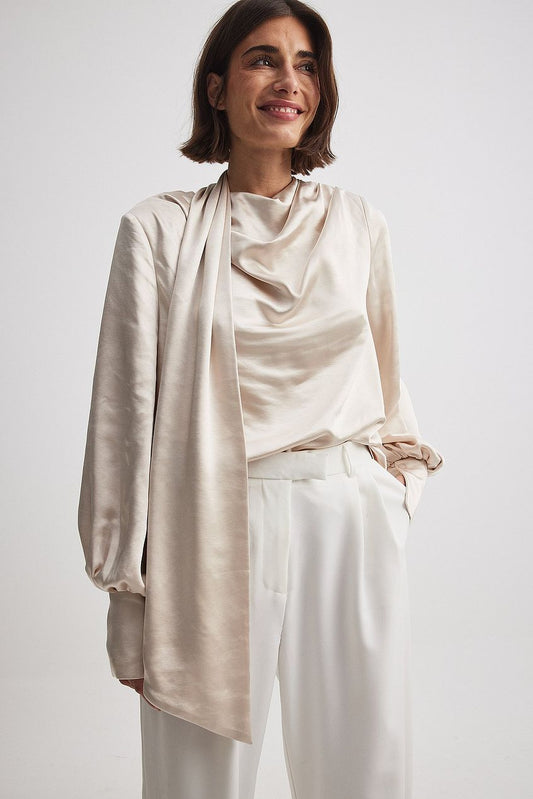 Scarf Detail Satin Top
