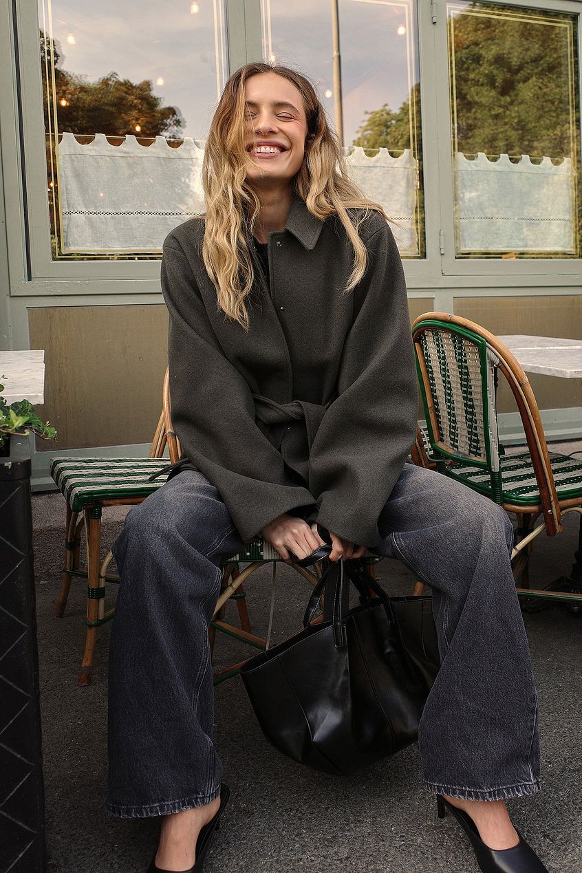 Na-kd Seam Detail Belted Short Coat
