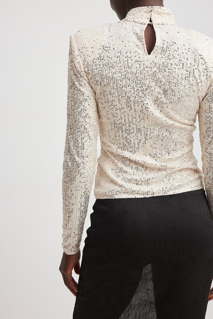Sharp Shoulder Sequin Top