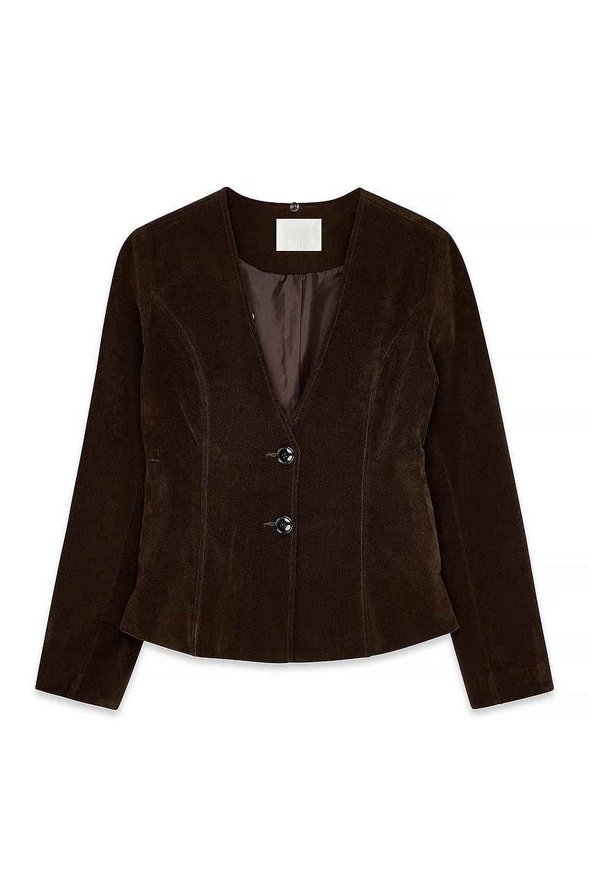 Na-kd Shearling Collar Faux Suede Jacket