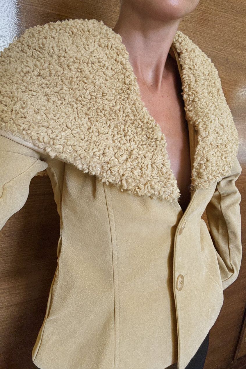 Na-kd Shearling Collar Faux Suede Jacket