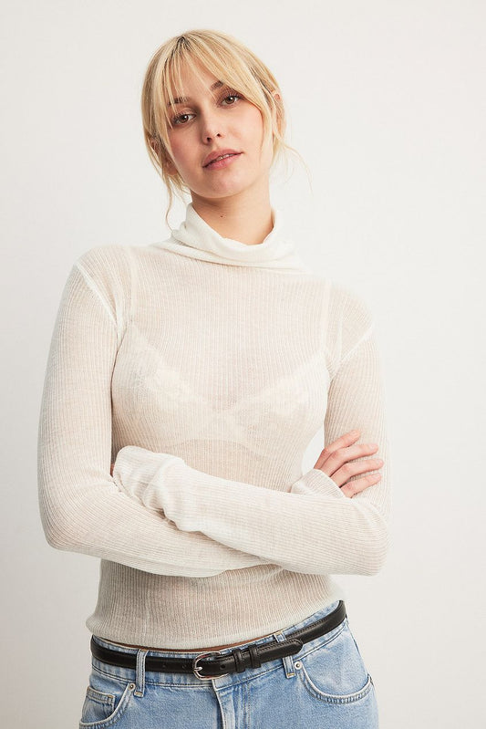 Na-kd Sheer Knitted Turtle Neck