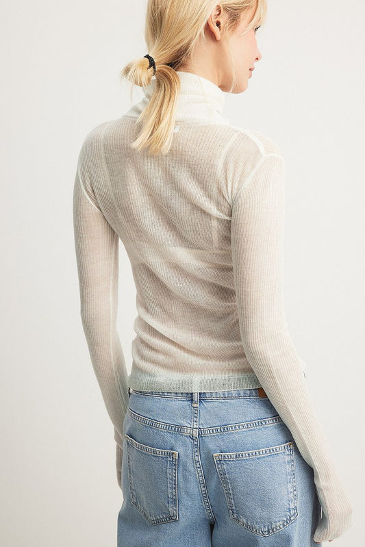 Na-kd Sheer Knitted Turtle Neck